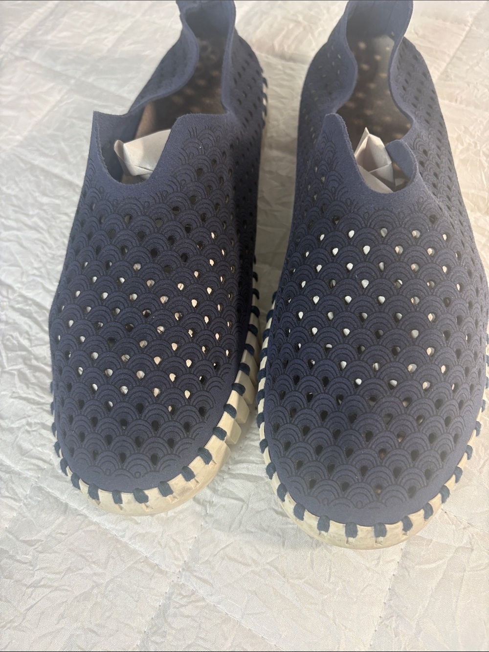 Ilse Jacobsen Tulip 139 Navy Blue Perforated Slip On Shoes Women EU 41 US 10